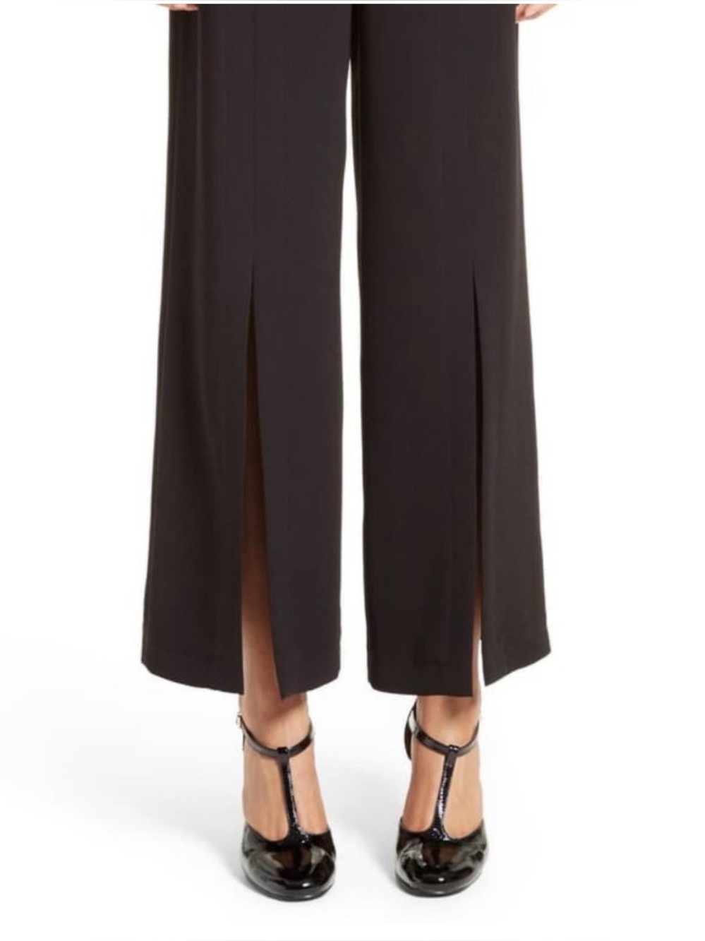 Yigal Azrouel Wide Leg Pants Size 2 Black Front Slit Work Minimal Capsule Chic